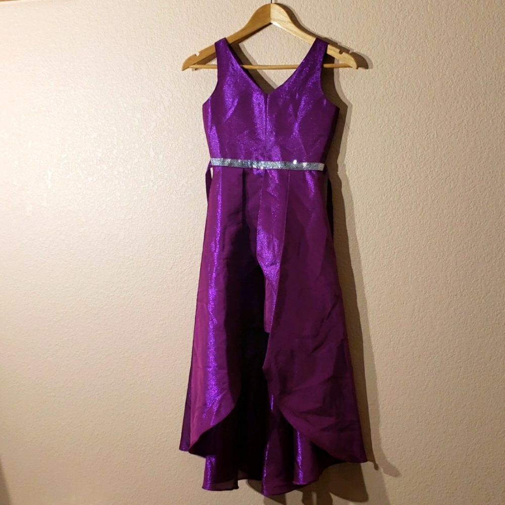 A nice formal purple sparkly dress